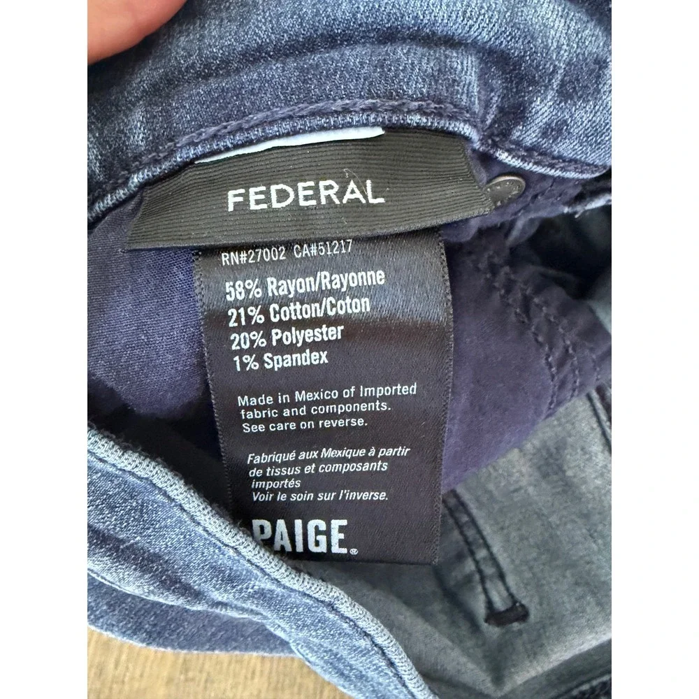 Paige Federal‎ Slim Straight Jeans Mens 32 Dark Blue Wash 101-2107435